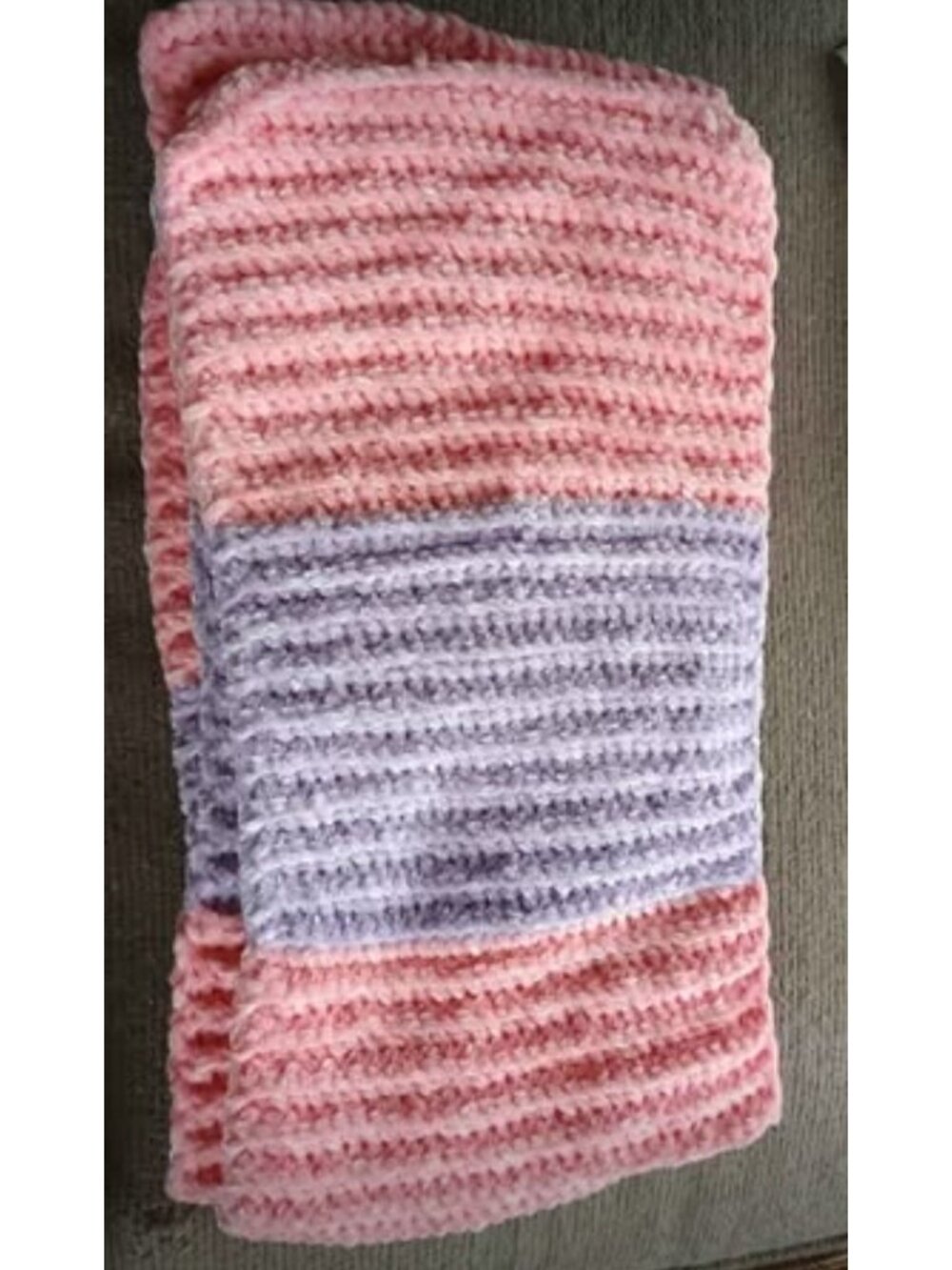 Pink and purple soft long scarf handmade crocheted excellent condition